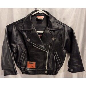 Disney Minnie Mouse Black Biker Jacket "Born to Ride" Faux Leather Kids Size 4T